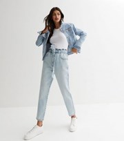 New Look Blue Paperbag High Waist Belted Dayna Tapered Jeans